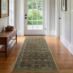 2x6 Washable Kitchen Runner Rug for Hallways, Non Slip Laundry Runners for Bathroom, Low Pile Rubber Backed Rugs for Entryway, Vintage Floral Carpet for Living Room Bedroom Brown/Yellow