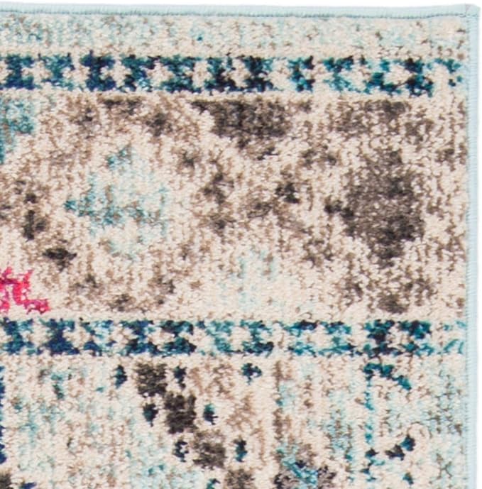 SAFAVIEH Madison Collection Accent Rug - 2'2" x 4', Blue & Yellow, Boho Diamond Distressed Design, Non-Shedding & Easy Care, Ideal for High Traffic Areas in Entryway, Living Room, Bedroom (MAD418K)