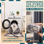 Istana 4x6 Rug - Dark Grey Blue & Rose Mauve Area Rugs 4x6 - Kid & Pet Friendly Machine Washable Rugs - 4 x 6 Area Rug Non Slip & Non Shedding Area Rug - Foldable Rug for Room for Bedroom
