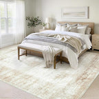 Vintage Living Room Area Rug - 8x10 Large Machine Washable Boho Moroccan Distressed Farmhouse Rugs for Bedroom - Soft Non-Slip Indoor Floor Accent Rugs for Office Dining Room (Beige, 8'x10')