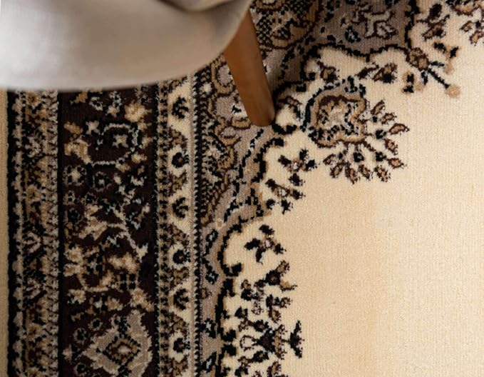 Unique Loom Reza Collection Traditional Persian Style Area Rug, 8 x 10 ft, Ivory/Brown