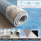 Scalloped Rug 5x7 Solid Blue Washable Non-Slip Rug for Living Room Modern Aesthetic Rugs for Bedroom Kitchen Dining Indoor Entry Entrance Floor