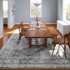 Rugcomf 8x10 Rug Washable Boho Soft Large Area Rug Non-Slip Faux Wool Vintage Rug for Living Room, Farmhouse, Dining Room, Indoor, Kids Playroom (Grey)