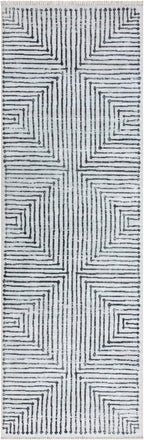 Bloom Rugs Caria Washable Non-Slip 12 ft Runner - Ivory/Black Striped Runner for Entryway, Hallway, Bathroom, and Kitchen - Exact Size: 2'6" x 12'