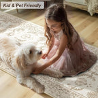 XWZO Entryway Area Rug 2x3ft — Soft Low Pile Non-Slip Door Mat for Bedroom Bathroom Kitchen Laundry Farmhouse, Spill Resistant Washable Small Indoor Carpet for Doorway & Entrance, Beige