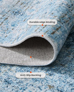 AMADA HOMEFURNISHING 5x7 Area Rugs for Living Room, Modern Abstract Washable Rug Neutral Soft with Non-Slip Backing & Low Pile Kids Rug for Resistant, Bedroom, Nursery Home Office, Light Blue