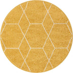Unique Loom Trellis Frieze Collection Area Rug - Geometric (3' Round, Yellow/ Ivory)