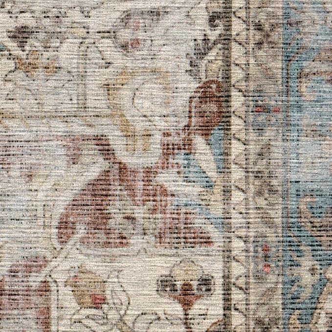 RUGGABLE Washable Vintage Area Rug – Kamran Coral 3x5, Stain-Resistant, Non-Slip – Small Machine Washable Rugs for Living Room, Bedroom, Hallway, Entryway & Office–with Standard Pad