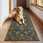 Vintage Runner Rugs for Hallways - 2'6"x8' Wide Kitchen Runners, Entryway Rug, with Flowers and Leaves, Washable Non Slip Low Pile