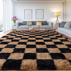 Upgrade Non-Slip Plush Rugs for Living Room, Soft Shaggy Carpets for Living Room, Fuzzy Rugs for Kids' Room, Perfect Decor for Modern Home Grid 8x10Feet