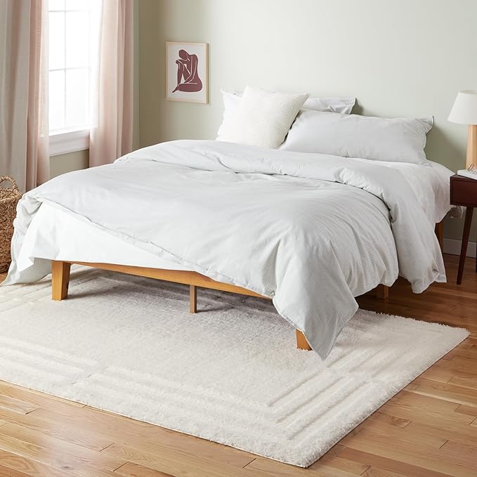 Town & Country Everyday Cloud Shag Plush Border Area Rug with High-Low Pile, Ivory, 6'6"x9'6"