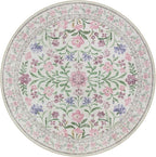Lahome Purple 6 ft Circle Rug Washable, Floral Accent Round Rug for Girls Bedroom Decor, Non-Slip Accent Circular Carpet for Nursery Calm Corner Seating Area