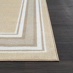 Beverly Rug Non Slip Area Rugs 3x5 Modern Bordered Non Skid Rubber Backing Soft Area Rug for Living Dining Room Easy to Clean Non Shedding Kitchen Bedroom Indoor Carpet 3 x 5 Beige