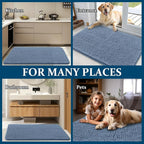 OLANLY Dog Door Mat for Muddy Paws 35x24, Absorbs Moisture and Dirt, Absorbent Non-Slip Washable Doormat, Quick Dry Chenille Mud Mat for Dogs, Entry Indoor Entryway Carpet for Inside Floor, Airy Blue