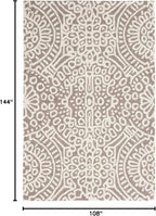 Dash & Albert Temple Taupe Hand Micro Hooked Wool Rug, 8.5 X 11.5 Feet, Tan Geometric Pattern