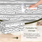 Modern Gray Lines Washable Living Room Area Rug, Low Profile Abstract Pattern, Non-Slip Backing Carpet for Kitchen, Bedroom, Dining Room