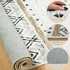 BESTSWEETIE 6x9 Area Rugs for Living Room Washable Moroccan Farmhouse Neutral Geometric Low Pile Non-Slip Soft Print Pattern Rug for Bedroom Kitchen Dining Room Entryway Black/Brown