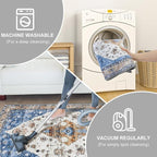 COMSLE Boho Runner Rug, 2' x 8' Washable Area Rugs for Hallway Faux Wool Small Kitchen Distressed Throw Rug Non-Slip Laundry Room Carpet Runner for Entryway Indoor Door Mat Bedroom