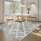 Lahome Moroccan Washable Rugs 8x10,Grey Rug for Living Room,Soft Boho Large Bedroom Rug 8x10 Under Bed Boho Dining Room Rugs for Under Table Geometric Office Room