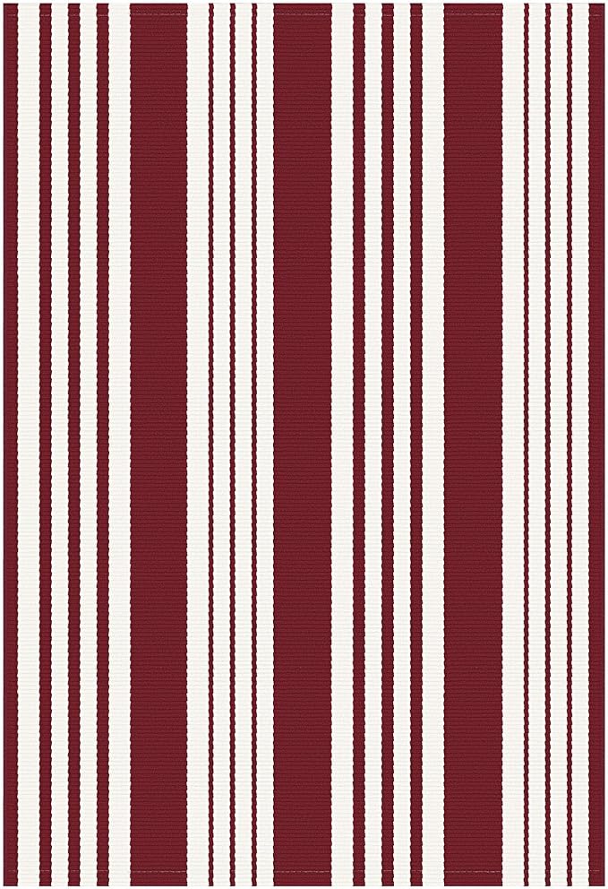 KOZYFLY Striped Outdoor Rug 3x5 Ft Red and White Christmas Front Door Rug Woven Area Rug Washable Doormats Indoor Entrance Mat for Kitchen Entryway Patio Front Porch Holiday Decor