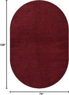 Eyely UES100Q-6OV Supersoft Haze Solid Low-Pile Indoor Area Rug, Coastal, Bohemian, Minimalist, Classic, Casual for Bedroom,Kitchen,Living Room,Non Shedding,Easy-Washing, Red, 6 X 9 Oval
