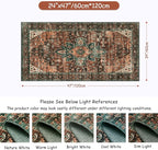 Moynesa Ultra-Thin Washable Runner Rug - 2x4 Laundry Room Rug Runners for Kitchen Non-Slip, Vintage Stain Resistance Non Shedding Bedroom Carpet Runner for Bathroom Hallway, Brick Red