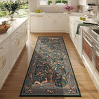 Rugcomf Runner Rug Vibrant Tree of Life-Patterned Vintage Kitchen Rugs Non Slip Washable Soft Carpet Runner for Laundry Bedroom Bathroom, Green