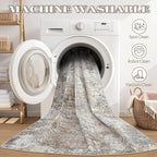 Area Rug Living Room Rugs - 9x12 Washable Large Soft Indoor Neutral Modern Abstract Low Pile Rug Carpet for Bedroom Dining Room Farmhouse Home Office - Brown/Grey/Black