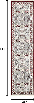 Unique Loom Narenj Collection Classic Traditional Medallion Textured Design Area Rug, 3 x 13 ft, Burgundy/Tan