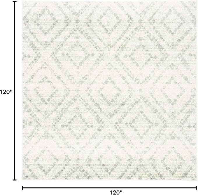 SAFAVIEH Adirondack Collection Area Rug - 10' Square, Ivory & Green, Geometric Design, Non-Shedding & Easy Care, Ideal for High Traffic Areas in Living Room, Bedroom, Dining (ADR131X-10SQ)