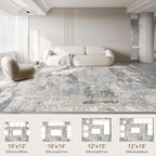 10x14 Area Rug Living Room Rugs - Washable Neutral Modern Abstract Soft Thin Large Rug Indoor Floor No Slip Rug Carpet for Bedroom Under Dining Table Home Office Decor - Blue Grey