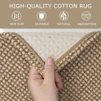 KOZYFLY Runners for Hallways 3x8 ft Washable Kitchen Runner Non Slip Rubber Backed Hall Runners Cotton Entryway Runner Rugs Floor Carpet for Indoor Backdoor Bedroom Kitchen, Tan/Orange/Brown