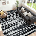 YIHOUSE 8×10 Ft Area Rugs for Living Room: Modern Abstract Black Grey and White Rug - Nonslip Washable Striped Rug for Bedroom Dining Room Office Playroom Nursery Home Decor