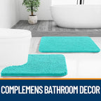 OLANLY Bathroom Rugs 40x32, Extra Soft Absorbent Chenille Bath Rugs, Rubber Backing Quick Dry, Machine Washable Bath Mats for Bathroom Floor, Tub and Shower, Home Decor Accessories, Teal