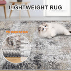 Area Rugs 9x12 Living Room - Washable Rug Modern Abstract Soft Large Neutral Non-Slip Carpet Indoor Floor Thin Carpets for Bedroom Dining Room Farmhouse Nursery Home Office Brown Black Grey