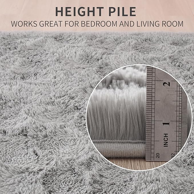 Beglad Shag Rugs for Living Room, Grey Area Rugs 5x7 Feet Upgrade Anti-Skid Modern Minimalist Style Memory Foam Rugs for Bedroom, Indoor Carpet Suitable for Boys Teens Room Decor