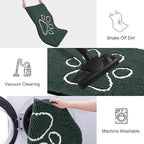 Smiry Dog Door Mat for Muddy Paws, Absorbent Dirt Trapper Non Slip Quick Dry Washable Chenille Mat for Mud Dogs, Entry Rug for Indoor and Outdoor (47x32 Inches, Green and White)