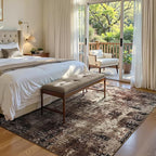 Area Rug 4x6 Brown Rug Washable Boho Rugs Non Slip Low Pile Abstract Coffee Small Carpet for Entryway, Bedroom, Kitchen, Classroom, Kids Room, Office, Dorm, Dining Room