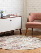 Unique Loom Isabella Collection Area Rug - Adjani (6' 1" Round, Ivory/ Beige)