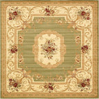 Unique Loom Versailles Collection Traditional Classic Floral Motif Area Rug (10' 0 x 10' 0 Square, Green/ Ivory)