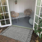 Collive Boho Small Bathroom Rug, 2' x 3' Hand-Woven Kitchen Rugs, Grey Cotton Reversible Washable Modern Farmhouse Carpet for Foyer Bathroom Bedroom Back Door