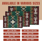 YHSF South West Native American Area Rug C318 - Easy Clean, Thick, Soft, Durable Native Tribal American Indian Inspired Rug for Bedroom/Living Room and More - Hunter Green, 2 Feet x 3 Feet 4 Inches