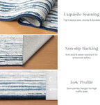 Phantoscope Washable Area Rug 4'x6' Non-Slip, Modern Neutral Boho Rugs for Living Room, Bedroom, DiningRoom, Distressed Geometric Rectangle Pattern, Low-Pile Foldable Floor Carpet, Coastal Blue/Grey