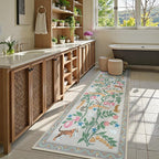 Collive Runners Rug for Hallway 2.6x8, Jungle Animal Washable Kitchen Runner Carpet Non Slip Soft Bathroom Mats, Beige Low Pile Stain Resistant Entryway Rugs for Bedroom, Indoor Decor