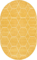 Unique Loom Trellis Frieze Collection Area Rug - Geometric (5' x 8' Oval, Yellow/ Ivory)