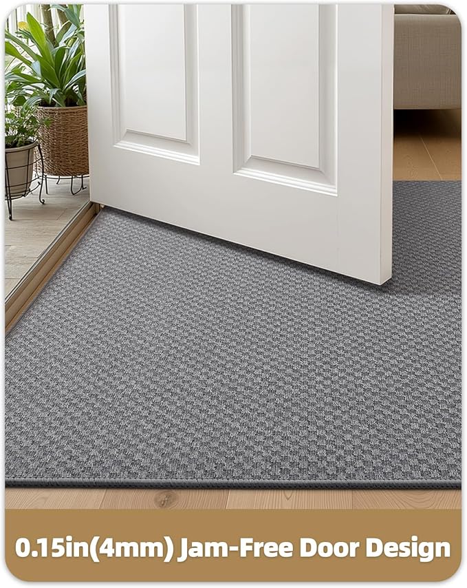 Color&Geometry Large Front Door Mat Indoor Entrance Non Slip Rubber Backed, 36"x56" Indoor Door Mats for Entryway, Dirt Trapper Double Doormat, Washable, Dark Grey (Rolled-up NO Creases)