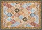 Phantoscope Washable Area Rug 5'x7' Non-Slip, Vintage Boho Rugs for Living Room, Bedroom, Dining Room, Distressed Moroccan Mosaic Diamond Pattern, Low-Pile Foldable Floor Carpet, Terracotta/Rust