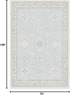 RUGGABLE Washable Vintage Area Rug – Verena Soft Blue 6x9, Stain-Resistant, Non-Slip – Medium Machine Washable Rugs for Living Room, Bedroom, Hallway, Entryway & Office–with Standard Pad
