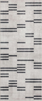ReaLife Rugs Machine Washable Area Rug Runner - Living Room Bedroom Bathroom Kitchen Entryway Office -Non-Slip Baking Low Pile Stain Resistant Premium - Modern Geometric Loki-Beige & Black 2'6" x 6'