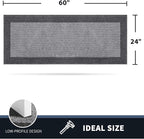 PURRUGS Dirt Trapping Door Mat 24" x 60", Non-Slip/Skid Machine Washable Entryway Rug, Shoes Scraper, Throw Rug, Super Absorbent Area Rug for Muddy Wet Shoes and Paws, Light Grey & Grey